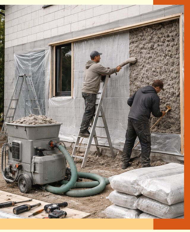 Утепление дома из газобетона эковатой в Бирске от 4677 руб./м2 | ТепломастерБрк