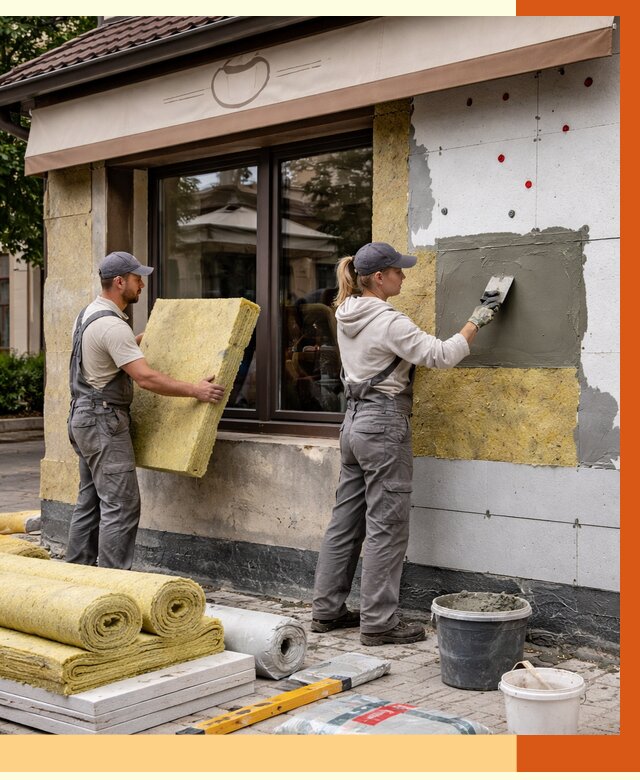 Утепление кафе в Бирске от 4365 руб/м2 — комплексно под ключ | ТепломастерБрк